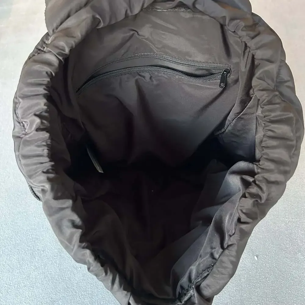 Wilo The Label Black Quilted Puffer Drawstring Backpack